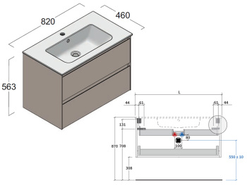 Тумба под раковину Berloni Bagno WAY BLOCK WAKBS2CHDIC 111