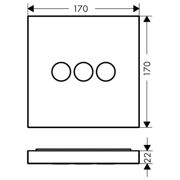 AX ShowerSelect Встраиваемый модуль с 3 запорными клапанами (внешняя часть), цвет: полированный черный хром