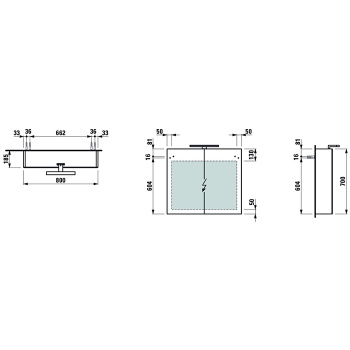 Laufen BASE Шкафчик зеркальный 1000х185х700 мм, подвесной, с подсветкой, 2 дверцы, цвет: белый глянцевый (3шт ждем к 20 сент)