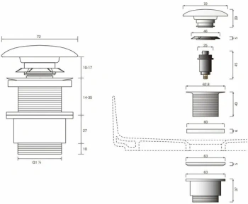 Донный клапан для раковины Cielo PIL01B белый