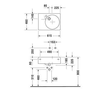 Duravit  Scola  Раковина универсальная , раков. справа, 615*460, белая