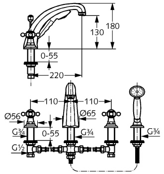 Смеситель для ванны Kludi Adlon 5152445G4