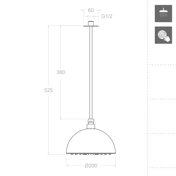Верхний душ Ramonsoler Hydrotherapy потолочный RB2V400