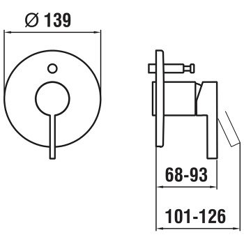 Kartell by laufen смеситель для ванны-душа скрытого монтажа, для установки с Simibox, PVD матовая нержавеющая сталь