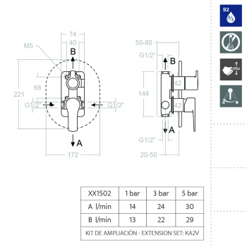 Смеситель для душа Ramonsoler Titanium встраиваемый на 2 выхода 181502S