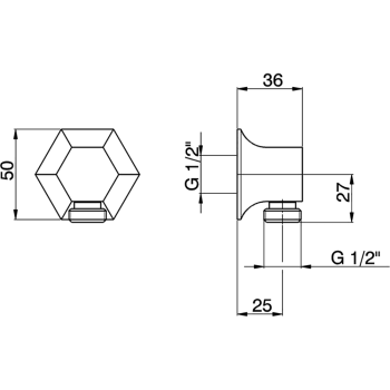 Вывод из стены для душевого шланга Cisal Cherie хром CE01700021