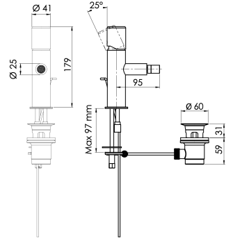 Смеситель для биде Daniel Trilogy TG604DP золото брашированное