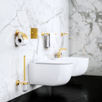 Держатель туалетной бумаги Jorger Cronos Crystal 637.00.014.021 с крышкой, матовое золото