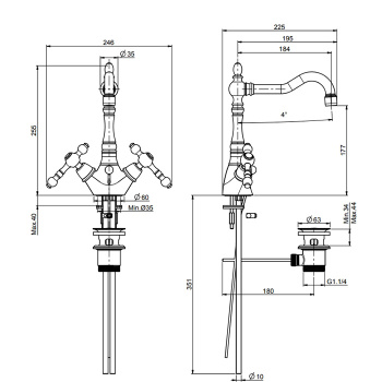 Смеситель для раковины Fima Carlo Frattini Epoque F5061OR золото