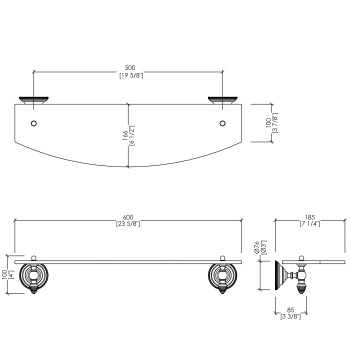 Полочка стеклянная Devon&Devon Black Diamond 60 стекло прозрачное бронза BLKD510BR