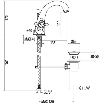 Смеситель для раковины Gattoni Vivaldi 1232012C0 с дефектом на носике хром