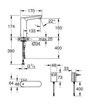 Смеситель для раковины Grohe Eurosmart Cosmopolitan E 36421000 хром