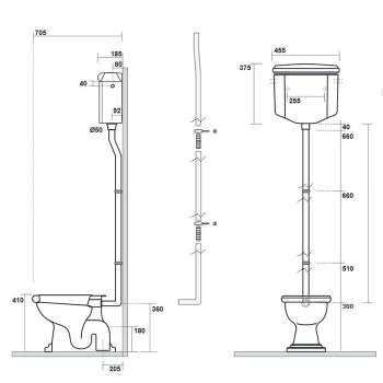 Труба для высокого бачка Kerasan 757393 бронза