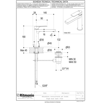Смеситель для раковины Ritmonio Pois PR31AA101CRL хром