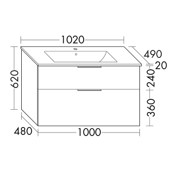 Тумба с раковиной Burgbad Eqio 102х62х49см 1 отв., цвет: белый глянец
