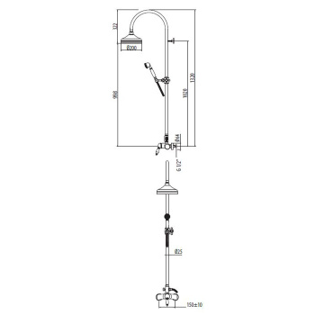 Душевая стойка Gattoni Orta ручной душ, еситель однорычажный, верхний душ 200 с антикальцием, хром 2795/PDC0 OLD