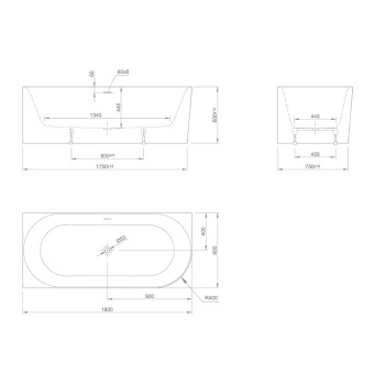 Акриловая ванна KNIEF Fresh 180x80 0100-232