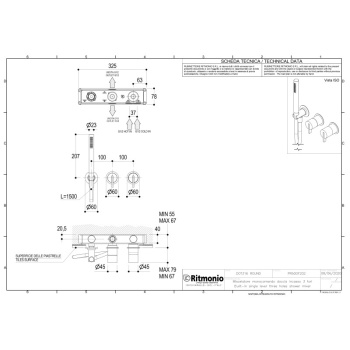 Смеситель для душа Ritmonio DOT316 встраиваемый нержавеющая сталь PR50GG202INOX