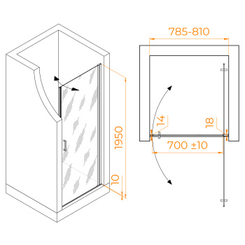 Душевая дверь RGW Leipzig LE-003 распашная 80 см 351200308-11