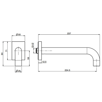 Излив для ванны Fima Carlo Frattini Switch On настенный, чёрный матовый F5976NS