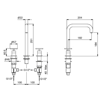 Смеситель для раковины Fantini Fontane Bianche 47 P5 P007W сталь