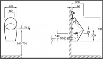Писсуар подвесной Jacob Delafon Patio E1546-00 белый