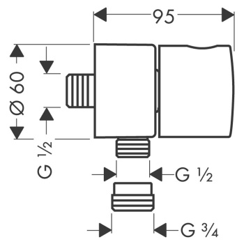 Axor Uno 2, Шланговое подсоединение Fixfit Stop, цвет: хром 38882000