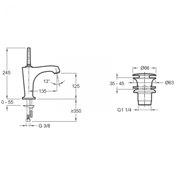 Смеситель для раковины Jacob Delafon Margaux E16230-4-CP хром
