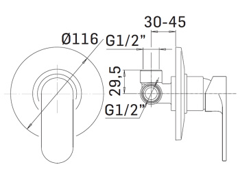 Внешняя часть встраиваемого смесителя для душа Mamoli SADLER 3606PE00600K