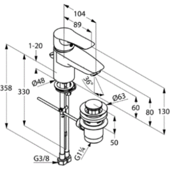 Смеситель для раковины Kludi Tercio 384810575 хром