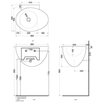 Раковина подвесная Cielo Le Giare LGLS56SF AG 56 см зеленый