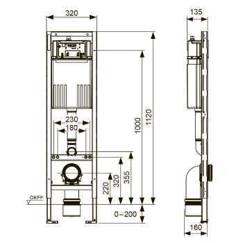 Застенный модуль со смывным бачком TECEbase с комплектом креплений