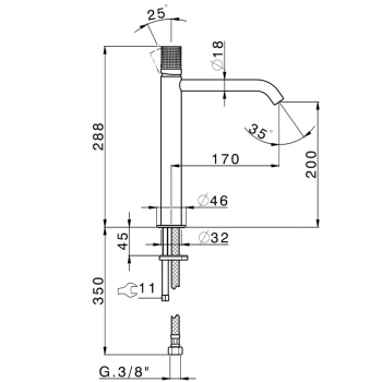 Смеситель для раковины Cisal X32 X1003544D1 сталь