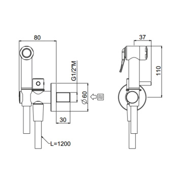 Гигиенический душ с запорным вентилем и системой антипротечки Carimali Shut-Off сменный фильтр, система без капель, шланг гладкий 120 , хром снято с пр-ва 19100/C-120-CR