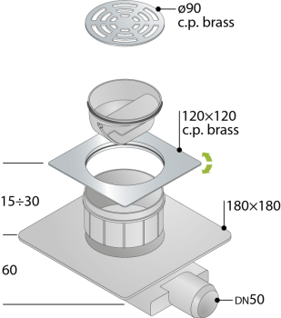 Душевой трап OMP Tea Tirana 2665.591.8 12 см хром