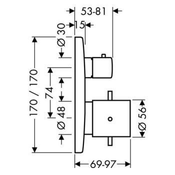 Axor Starck Organic, Термостат с запорным/переключающим вентилем, СМ, внешняя часть, цвет: хром 10726000