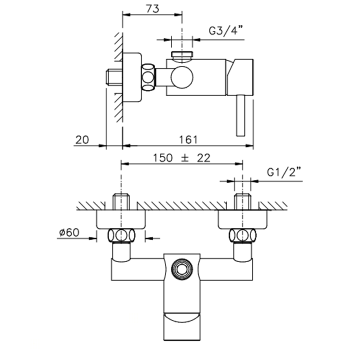 Смеситель для душа Nicolazzi Olympus Смеситель однорычажный для душа из стены 3725CR