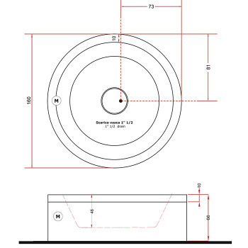 Ванна из искусственного камня Gruppo Treesse Eos 160 160x160 V8461+V836F2