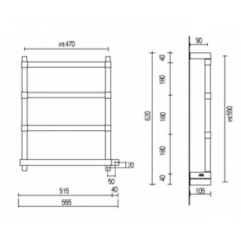 Полотенцесушитель электрический Margaroli Panorama 8424704CRNB 62x55.5правый хром
