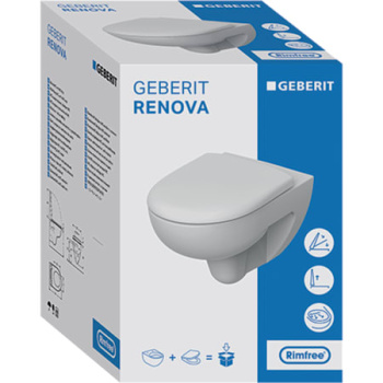 Подвесной унитаз Geberit Renova T54 500.801.00.1 rimfree (203050) с сиденьем