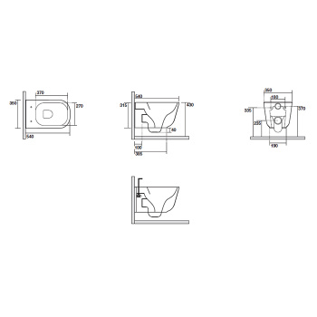 Унитаз подвесной Kerasan Tribeca 55 511431 c креплением WB9N, чёрный матовый