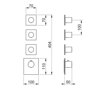 Внешняя часть термостатического смесителя Almar с 3-мя запорными вентилями, латунь брашированная pvd E180083.HB