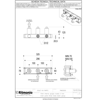 Внутренняя часть универсальная Ritmonio Built-in kit на 3 отверстия PM0000G
