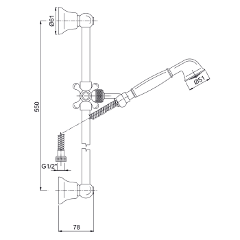 Душевая штанга с ручным душем и шлангом Fima Carlo Frattini Wellness 1500, бронза F2044BR