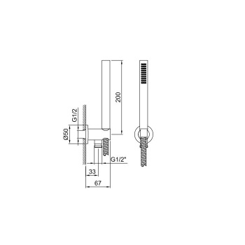 Душевой набор Fantini Venezia ручная лейка FIT, шланг 150 см, держатель для ручной лейки, хром 29 02 5944