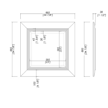Зеркало квадратное Devon&Devon Season/clarence 88,5хh88,5 рама DARK GREY полуглянцевый EFSEASONDG
