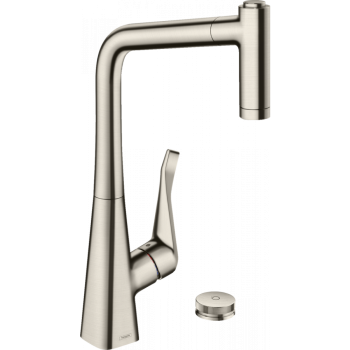 Смеситель для кухни hansgrohe Metris Select M71 320, 2jet, sBox 73806800 на 2 отверстия, с вытяжным