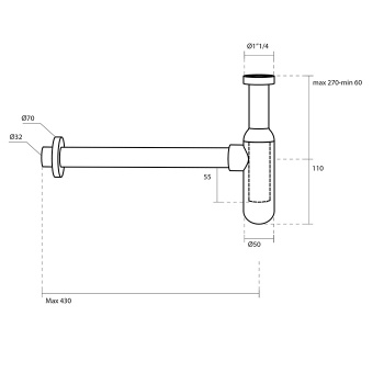 Сифон для раковины Kerasan Lux дизайнерский 1`1/4, золото 923591