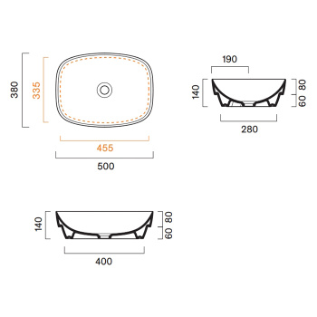 Раковина Catalano Alvea 50x38 встраиваемая, без отв, Sabbia Satinato 624500029