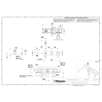 Смеситель для ванны Ritmonio Diametro35 Elegance хром PR54EC101CRL